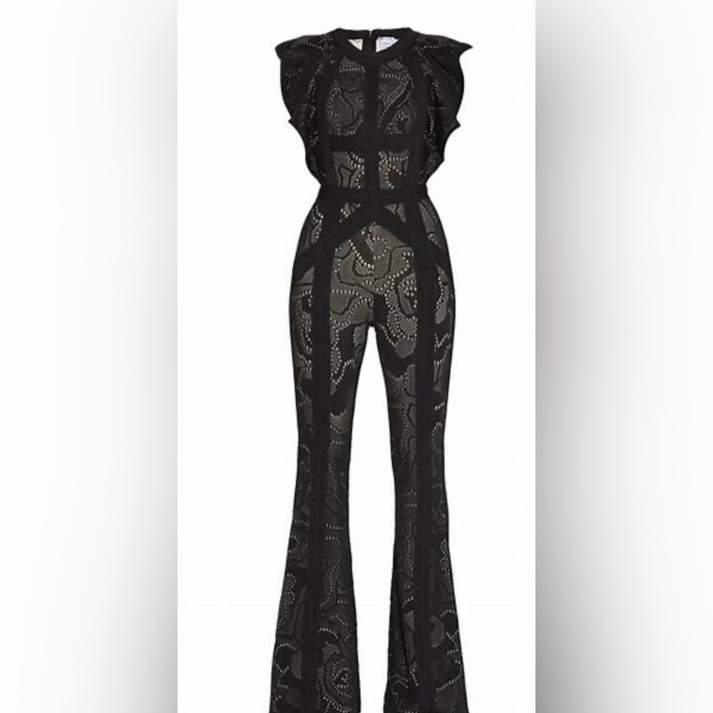 Herve Leger Kasie Rose Jacquard Jumpsuit Medium
